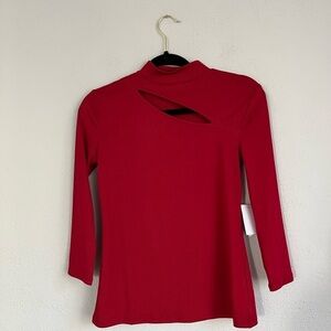 CARMEN Marc Valvo Woman Ribbed Cut Out Valentine Blouse Blouse, Size XS
